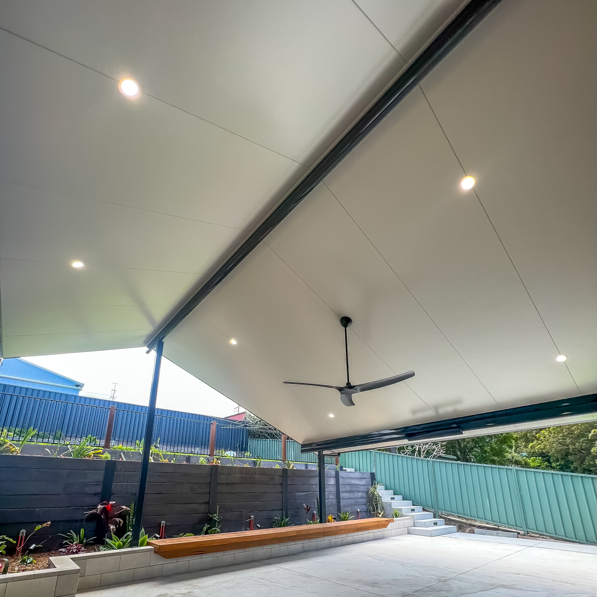 Cooldek skillion outdoor covering at rear of home